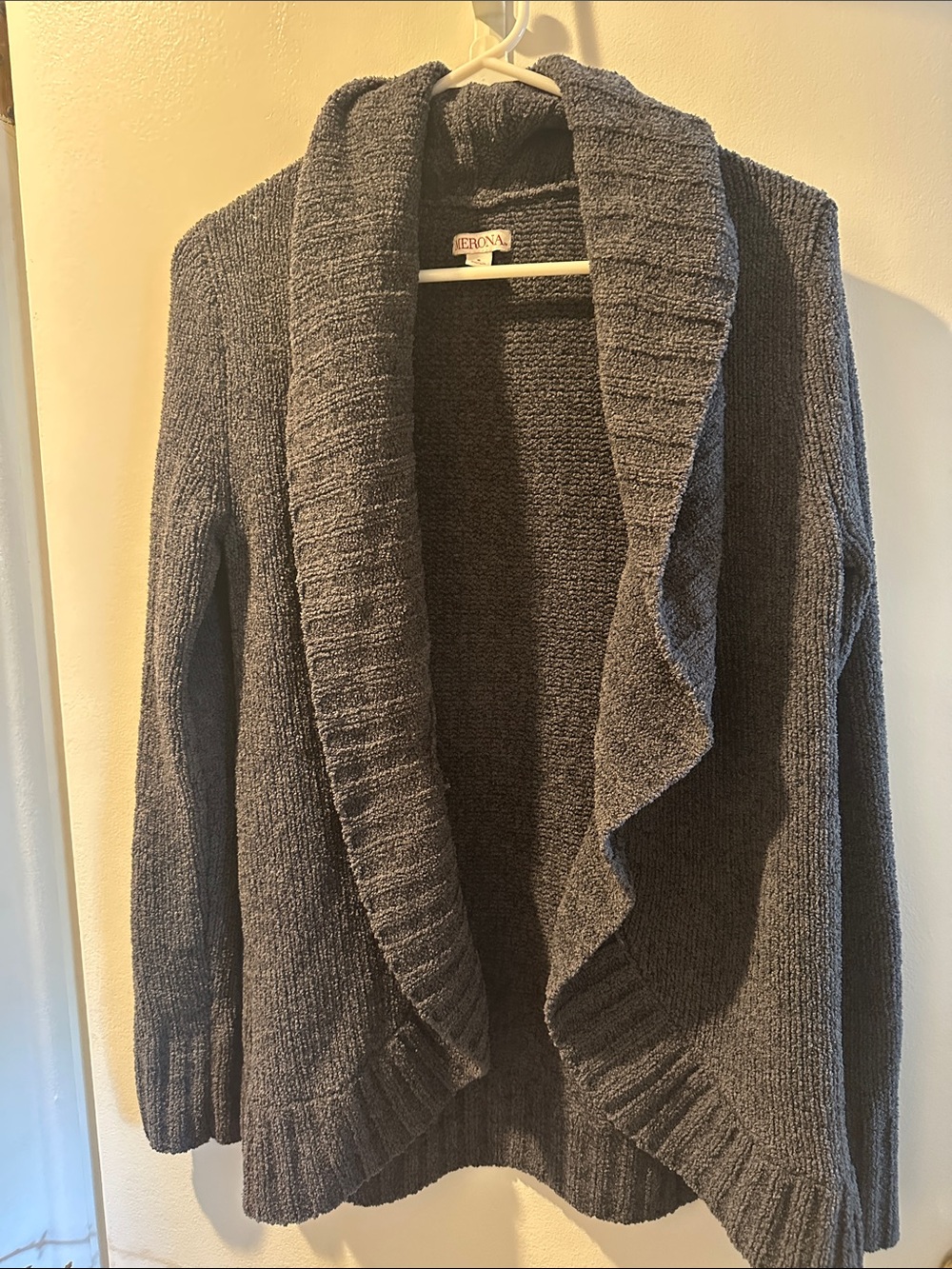 Merona Charcoal Gray Draped Open-Front Shawl Collar Cardigan